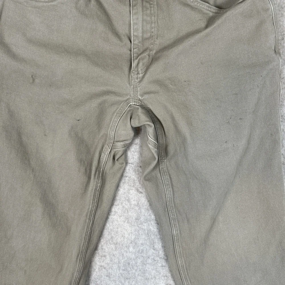 Duluth Trading Flex Fire Hose Pants Mens 32x30 Khaki Slim Fit Work Jeans